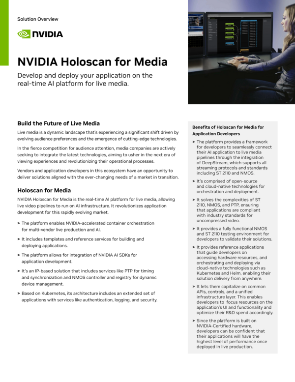 NVIDIA Holoscan for Media Solution Overview