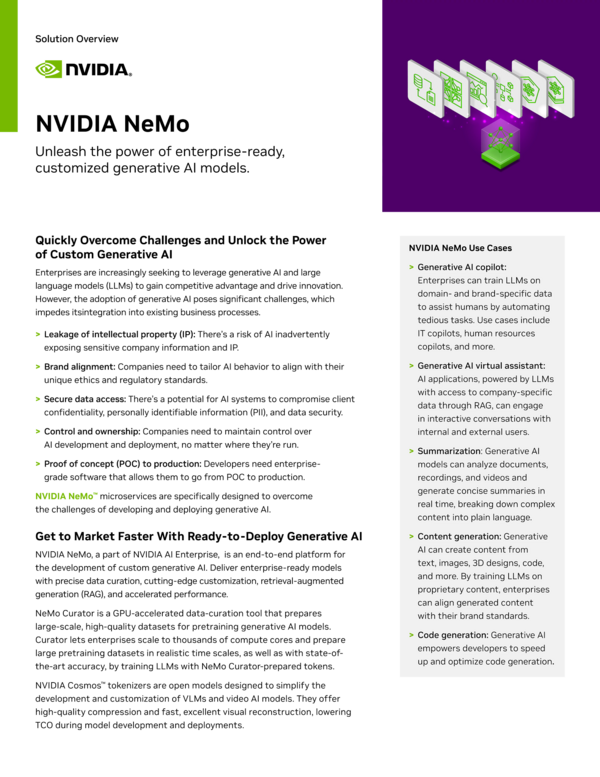 NVIDIA NeMo - Solution Overview